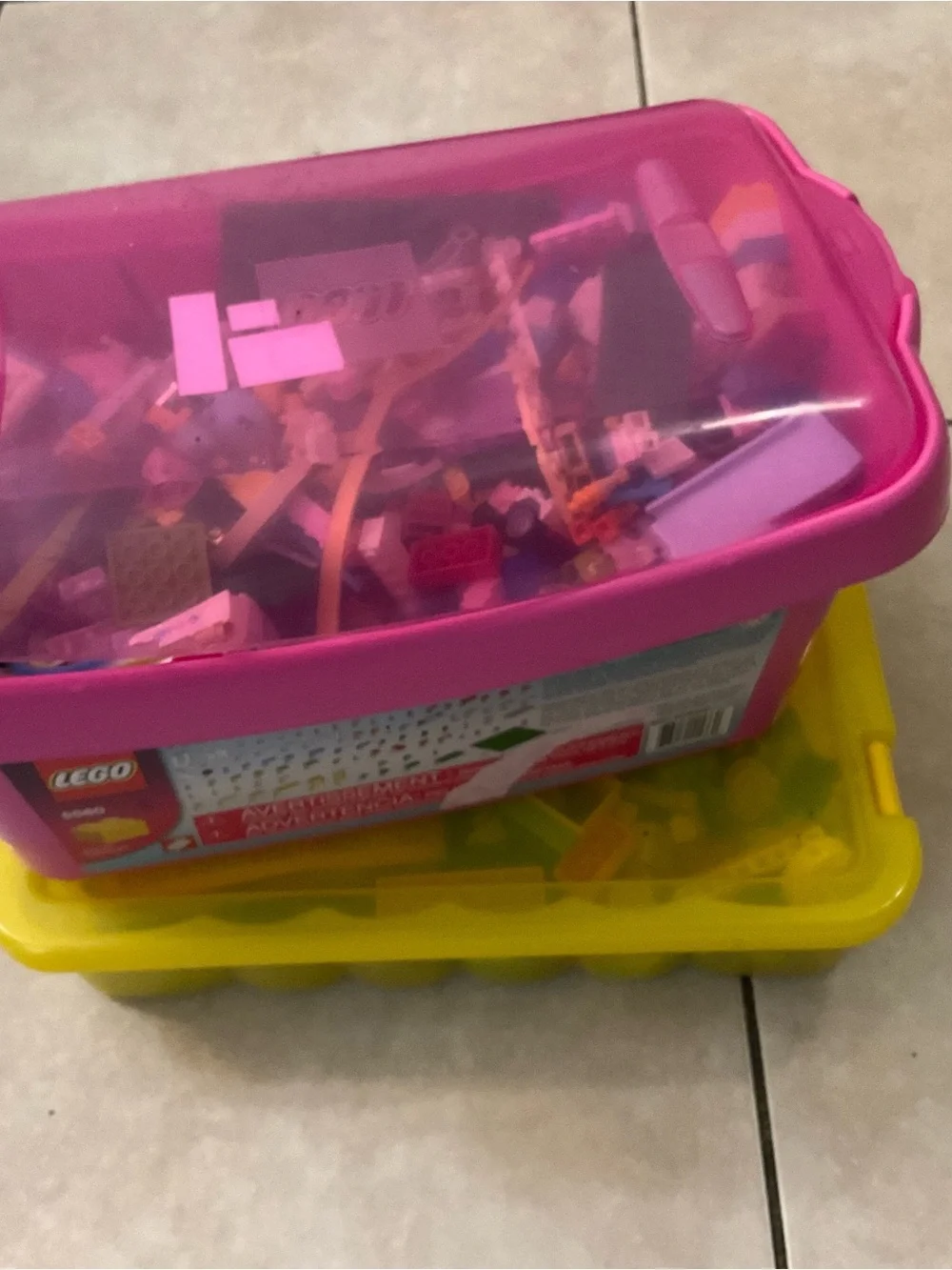 Lego Pink Storage Tub with Multi-Color Bricks